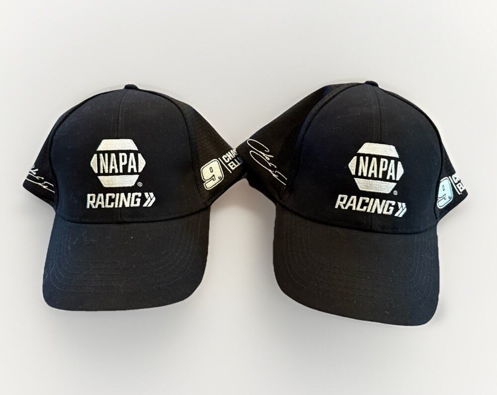 Lot Of 2 Napa Racing Chase Elliott #9 Mens Black Adjustable Strapback Hat Cap